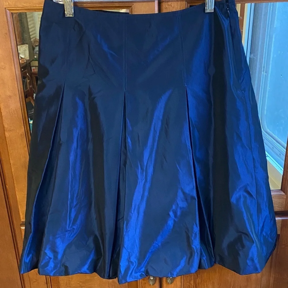 Talbots Satin A-Line Bubble Skirt in Deep Blue